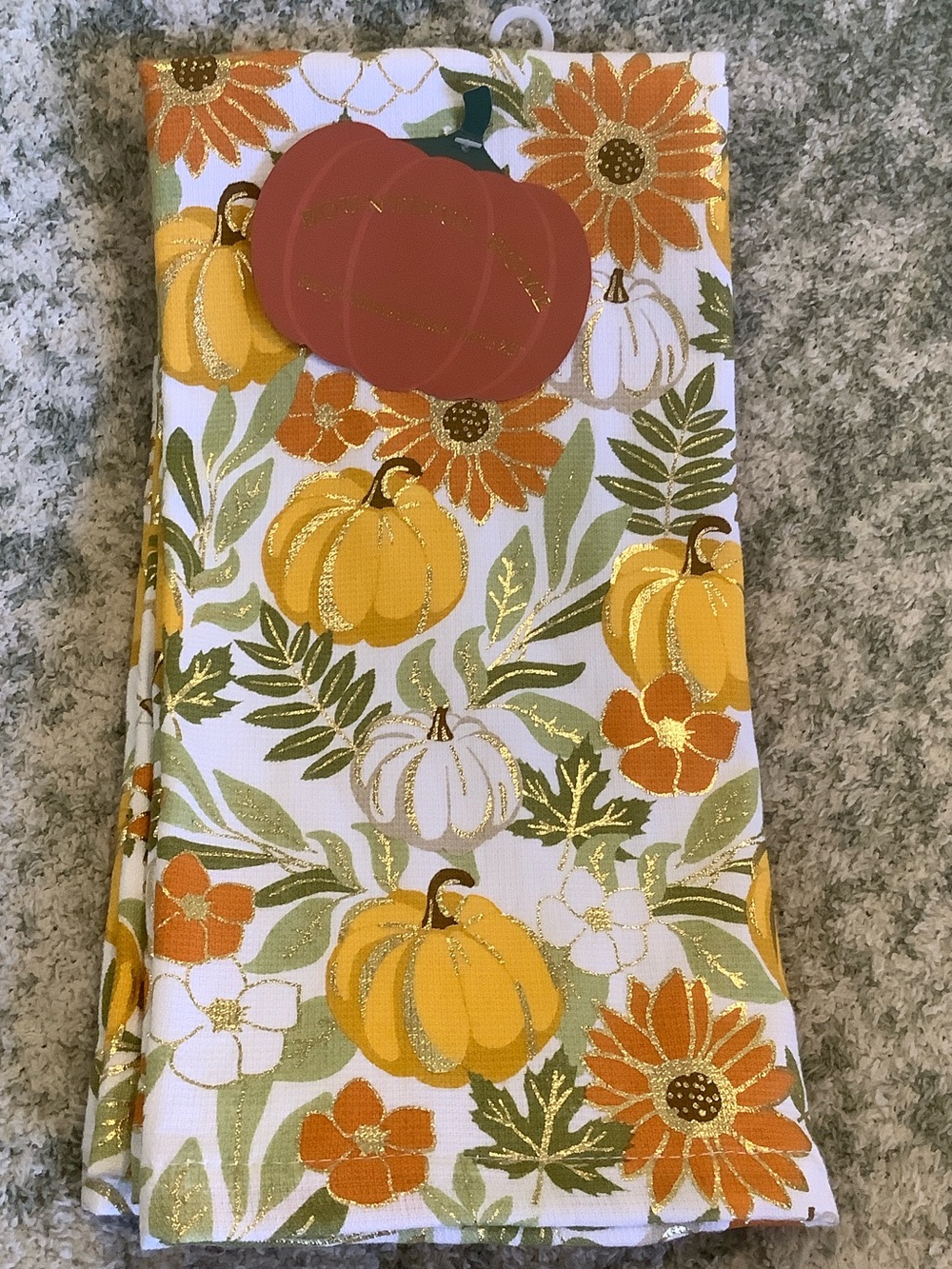 Bountiful Home Fall Autumn Pumpkin & Floral Kitchen Towels Set of 2, NWT Cotton - Picture 13 of 16